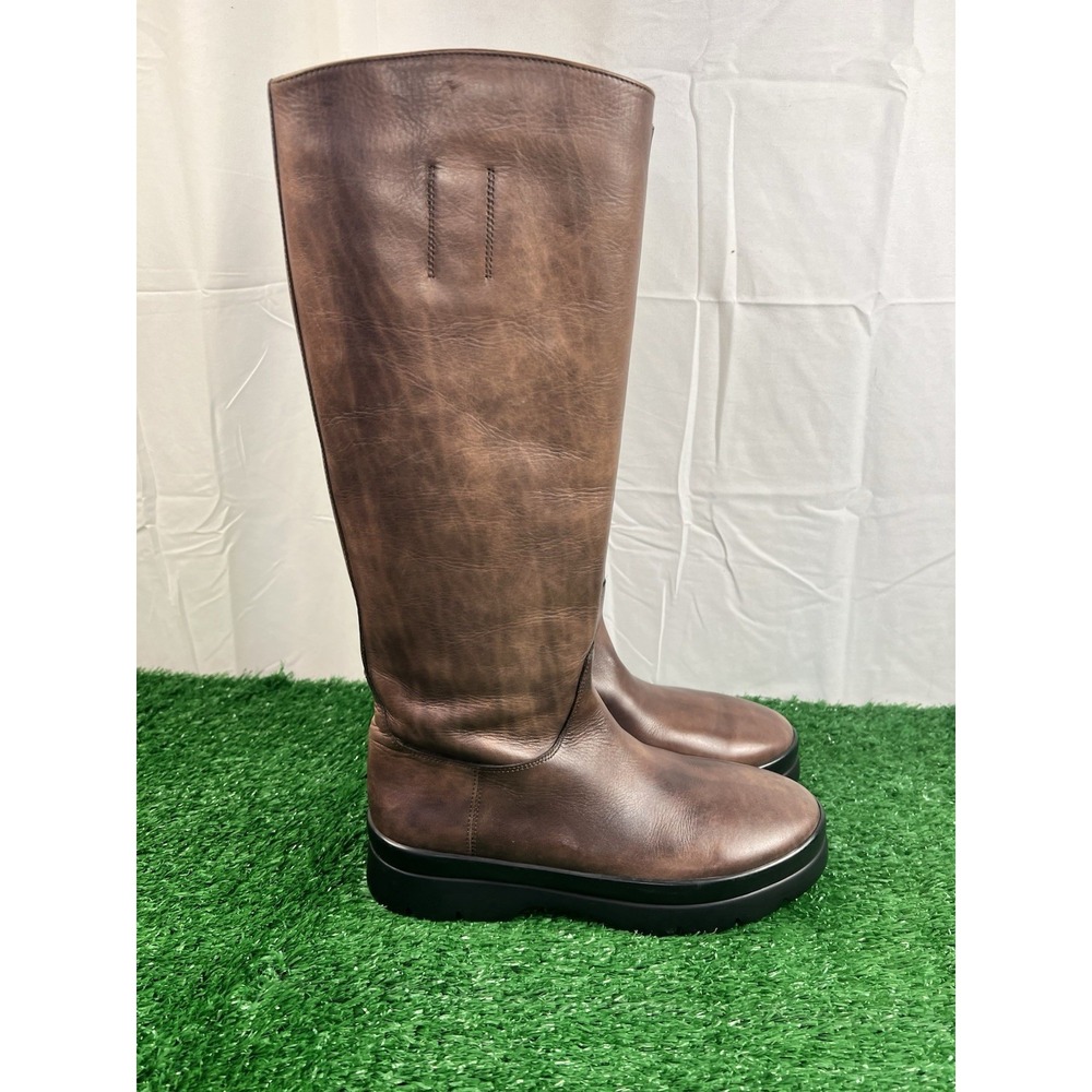 AYUKO Distressed Brown Riding Boots Pull On 35 US 5 Women's Japanese Waterproof
